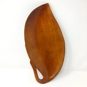 Vintage Carved Wood Leaf Tray